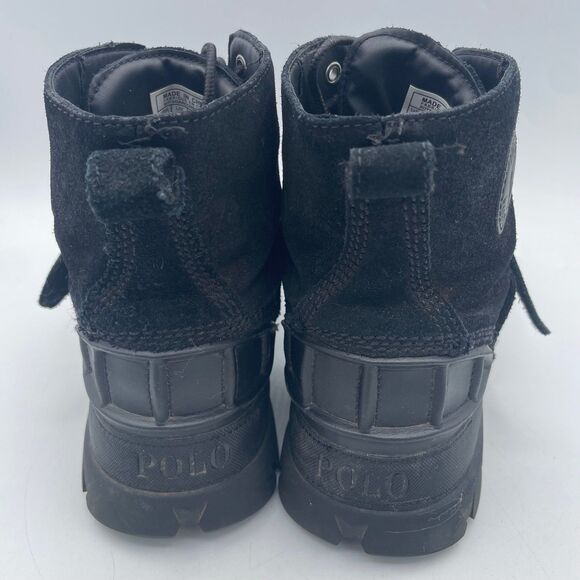 Black Boys Size 7 Buckle Polo Ralph Lauren OSLO Waterproof Leather Suede Boots - Picture 8 of 12